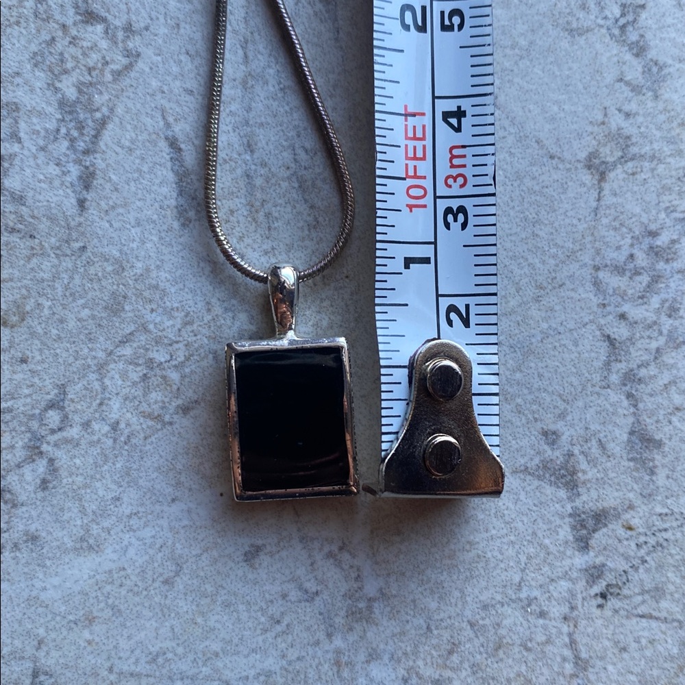Onyx Rectangular Silver Encased Necklace - image 7